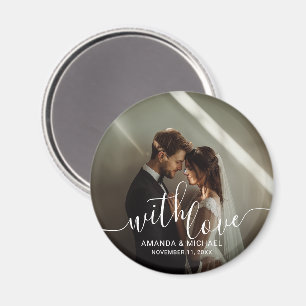'With Love' Custom Photo Wedding Favour Magnet