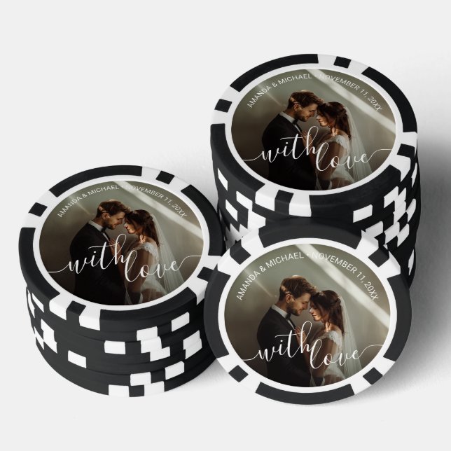 'With Love' Custom Photo Wedding Favour Poker Chips (Stack)