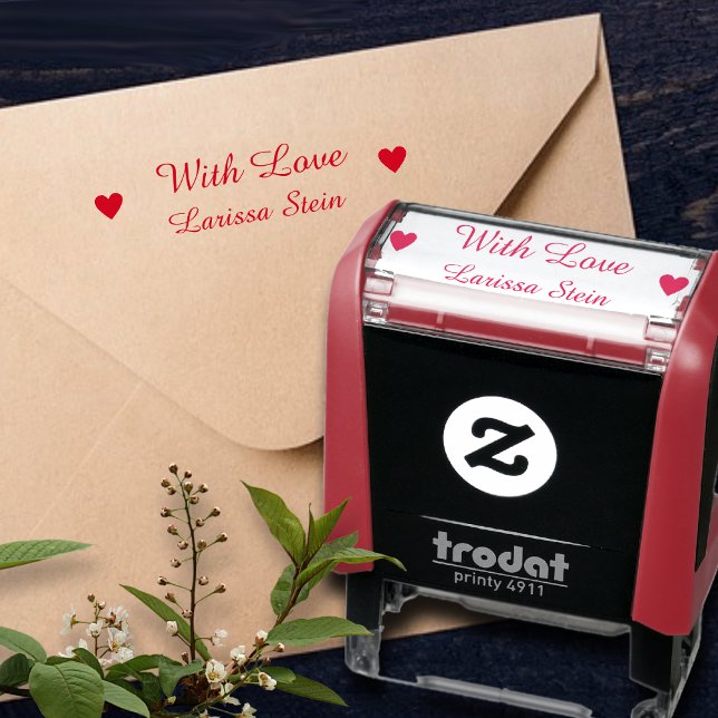With Love (custom text) + name, cute Self-inking Stamp (Creator Uploaded)