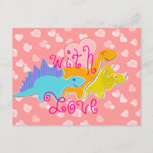 With Love Cute Dinosaurs Postcard