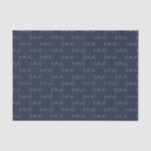 With Love Elegant Calligraphy Navy Blue Wedding Tissue Paper