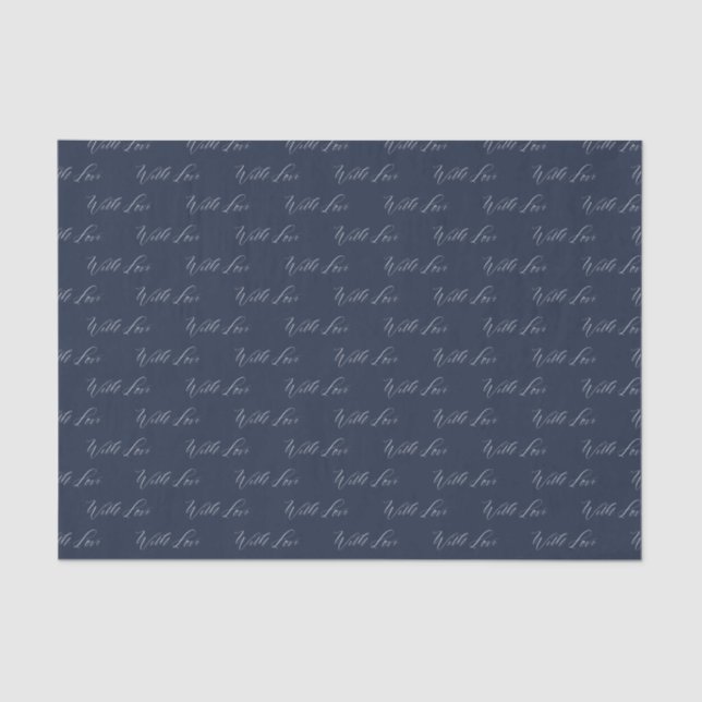 With Love Elegant Calligraphy Navy Blue Wedding Tissue Paper (Front)
