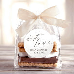 With Love Elegant Thank You Wedding Classic Round Sticker<br><div class="desc">Express your gratitude with elegance using this "With Love" Elegant Thank You Wedding Classic Round Sticker. Featuring a beautiful calligraphy script and a minimalist black-and-white design, this sticker adds a modern, sophisticated touch to your wedding favours. Perfect for a chic and trendy celebration, it’s an effortless way to show appreciation—...</div>