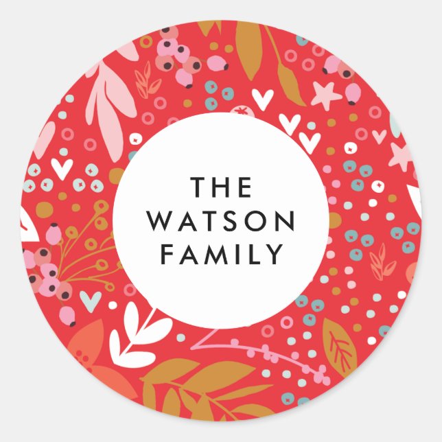 With Love Floral Christmas Pretty Holiday Sticker (Front)