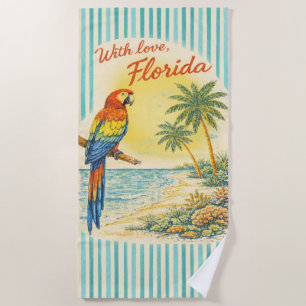 With Love Florida Parrot Beach Towel