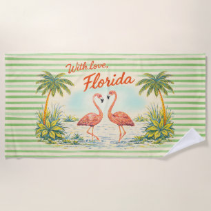 With Love Florida Vintage Style Flamingo Towel