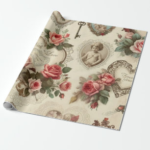 “With Love & Forever Yours” Romantic Vintage  Wrapping Paper