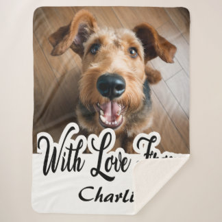 With Love From Airedale Terrier Name Sherpa Blanket
