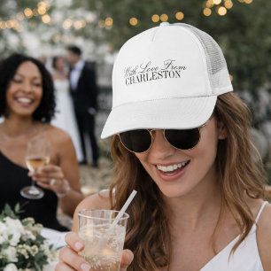 With Love From Custom City Wedding Merch Station Trucker Hat