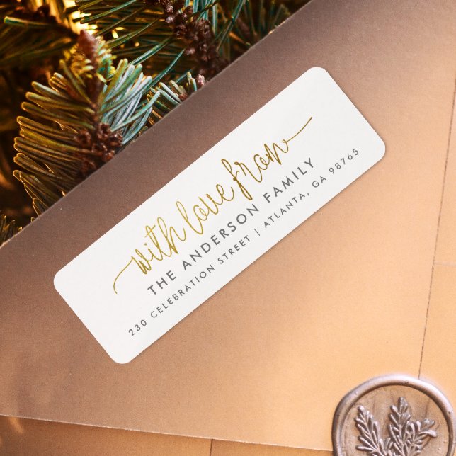 With Love From Gold Script & Custom Family Name (The Return Address Label Mock-up)