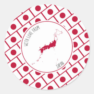 With Love From JAPAN Flag Map Classic Round Sticker