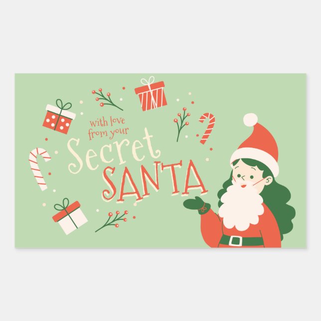 with love from Secret Santa sticker for Christmas (Front)