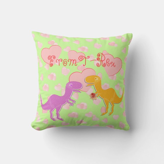 With Love From T-Rex Dinosaur Hearts Cushion (Front)