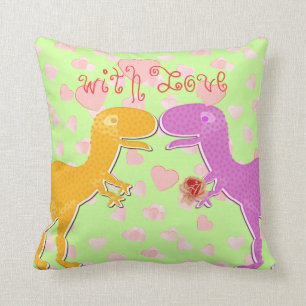 With Love From T-Rex Dinosaur Hearts Cushion