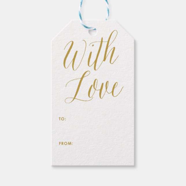 With Love | Gold Modern Calligraphy Gift Tag (Front)