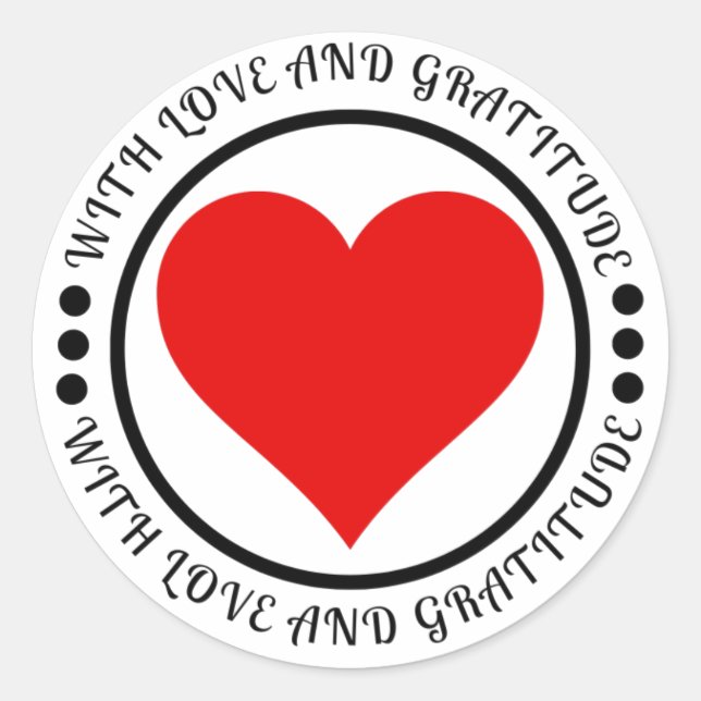 With Love & Gratitude Classic Round Sticker (Front)