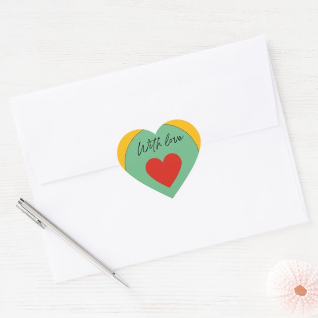 With Love Heart Sticker – Minimal Cute Love  (Envelope)