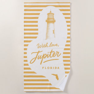 With Love Jupiter Light House Beach Towel