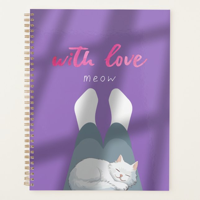 "With Love, Meow" Cosy Cat Notebook Planner (Front)