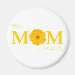 With Love Mum on Mother's Day Gerbera Daisy Flower Magnet