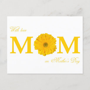 With Love Mum on Mother's Day Gerbera Daisy Flower Postcard