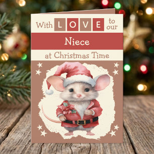 With love niece mouse brown Christmas Holiday Card