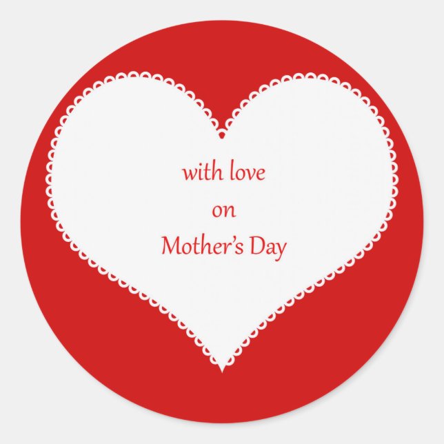 With Love on Mother's Day Classic Round Sticker (Front)
