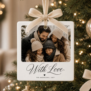With Love Personalised Family Photo Christmas  Ceramic Ornament