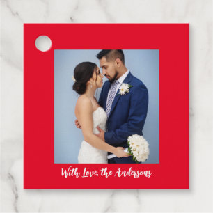 With Love Personalised Photo Square Favour Tags