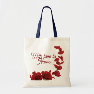 "With Love Personalised Rose Petal Tote Bag