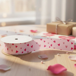 With Love Pink Heart Romantic Gift Wrapping Decora Satin Ribbon