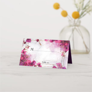 💍With love quote Fuchsia Enchantment Watercolor Place Card