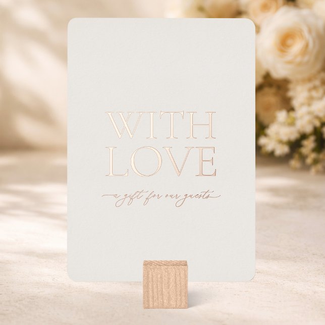 With Love Real Gold Foil Wedding Favors Sign Card (Creator Uploaded)