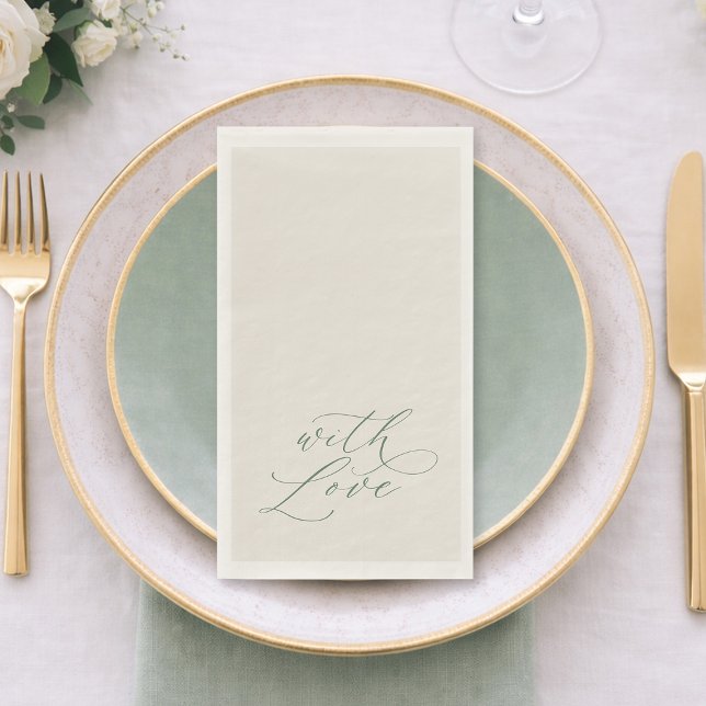 With Love Sage Green Wedding Napkin (Creator Uploaded)