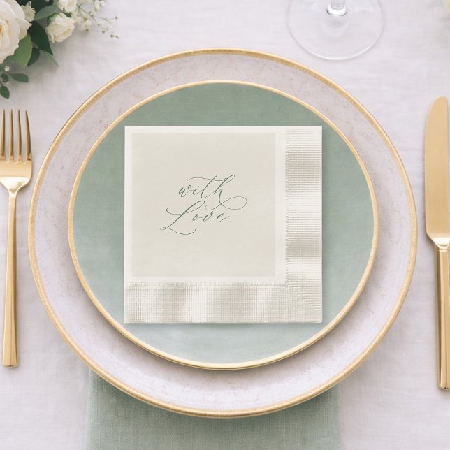 With Love Sage Green Wedding Napkins  (Creator Uploaded)