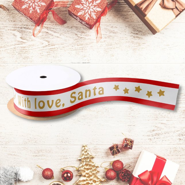 With Love Santa Custom Text Christmas Satin Ribbon (Creator Uploaded)