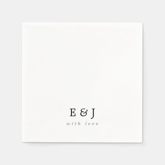 With Love Simple Elegant Couple Monogram Wedding Napkin (Front)