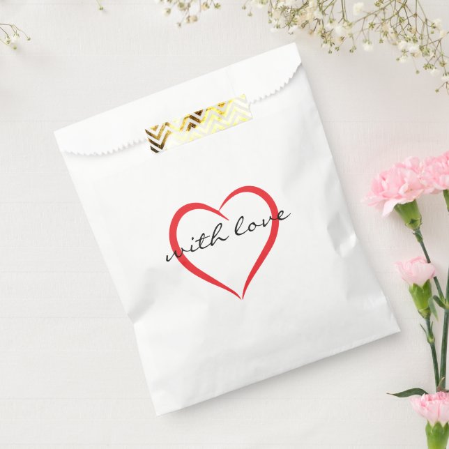 With Love Simple Elegant Heart Monogram Script  Favour Bags (Sealed)