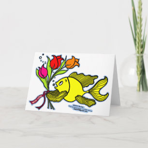With Love, Sparky the fish with flowers Holiday Card