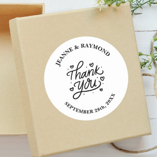 With Love Stylish White Wedding Thank You Favour Classic Round Sticker