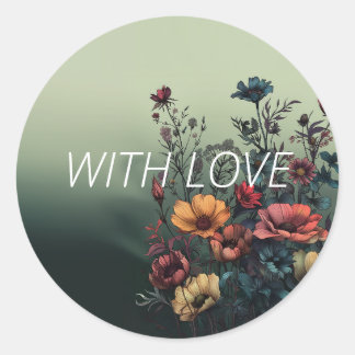 "With Love" Teal Elegant Floral Envelope Seal