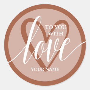With Love Terracotta Classic Round Sticker