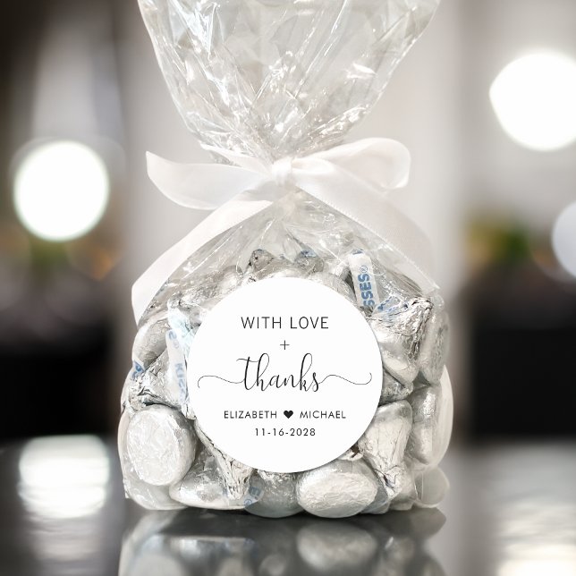 With Love Wedding Thank You Classic Round Sticker (Creator Uploaded)