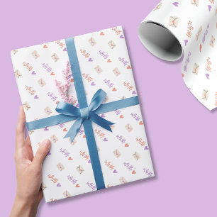 With Love Wrapping Paper in Pink Purple and White