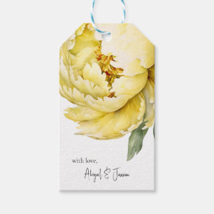 With Love Yellow Peony Personalized Names Wedding Gift Tags