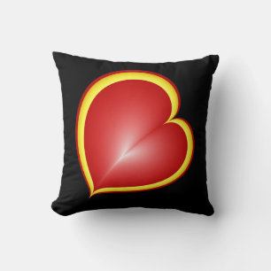 With much Love Red Yellow Hearts Fractal Art Cushion