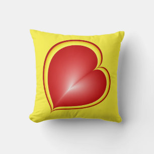 With much Love Red Yellow Hearts Fractal Art Cushion