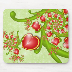 With much Love Red Yellow Hearts Fractal Art Mouse Mat