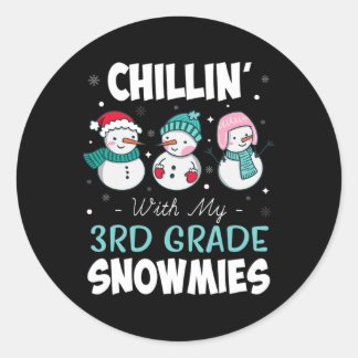 With My 3rd Grade Snowmies Teacher Christmas Gift  Classic Round Sticker