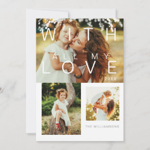 With My Love Modern Minimalistic Multiple Photo Holiday Card
